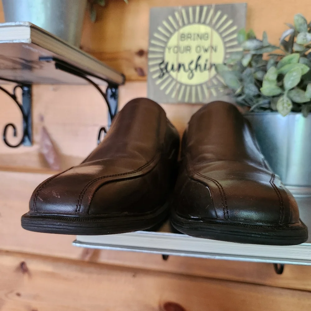 G.H. Bass & Co Glenn Brown Leather Slip On Loafers Casual Square Shoes‎ Sz 10 M